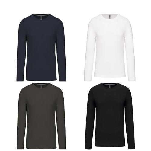 Camiseta de algodón con cuello redondo manga larga Kariban para hombre (K359) - Camiseta informal para adultos - Imagen 1 de 14