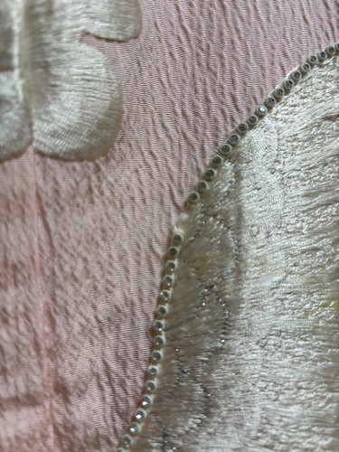 Vintage Japanese Wedding Kimono Uchikake Pink Embroidery Cranes Flowers Silk F/S - Picture 16 of 20