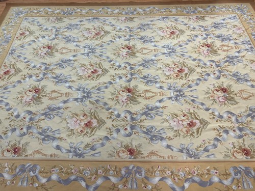 9' x 12'3" Chinese Aubusson Oriental Rug - Flat Weave - Hand Made - 100% Wool - Picture 5 of 12