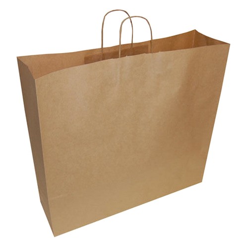 Brown Kraft Paper Carry Bags Gift Shopping Extra Large 500x450x125mm 250 Pieces - Picture 2 of 12