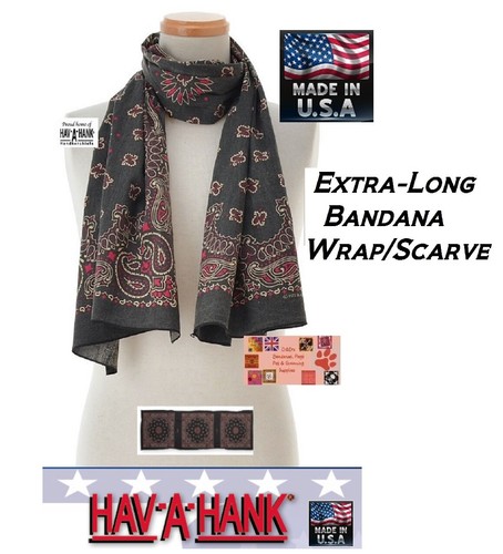 HAV-A-HANK EXTRA LUNGO PAISLEY BANDANA SCIARPA COLLO AVVOLGENTE STOLA (168 cm x 55 cm) - Foto 11 di 59