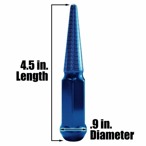 Set of 32 BLUE 4.5" Spike Lug Nuts 9/16-18 fit Chevy 2wd C20 C30 Suburban 8BL1 - Picture 8 of 10