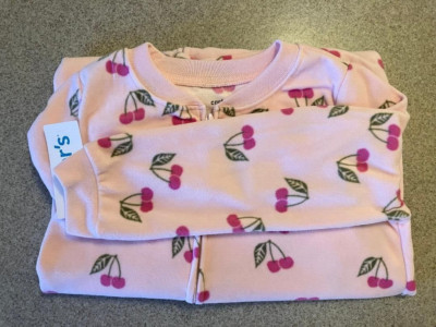 New Girls 6-14 Carter's One-Piece Fleece Footed Pajamas-Cherries