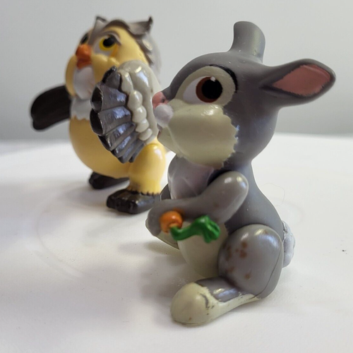 Disney Owl and Thumper Rabbit from Bambi Figures Toy 2.5" Vintage READ! - Picture 4 of 15