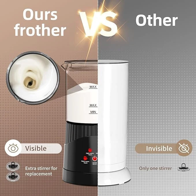 Milk Frother Electric,4 in 1 Milk Frother and Steamer,14OZ Warm and Cold Foam