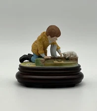 WILLITTS GALLERIES 1987 Signed DonZolan-BOY W/CAT- MusicBox-PLAYS "MEMORIES"#970