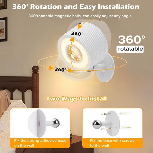 LED Wall Mounted Lights with Remote, 3000mAh Rechargeable Wall Sconces 3 Ligh... - Bild 6 von 8