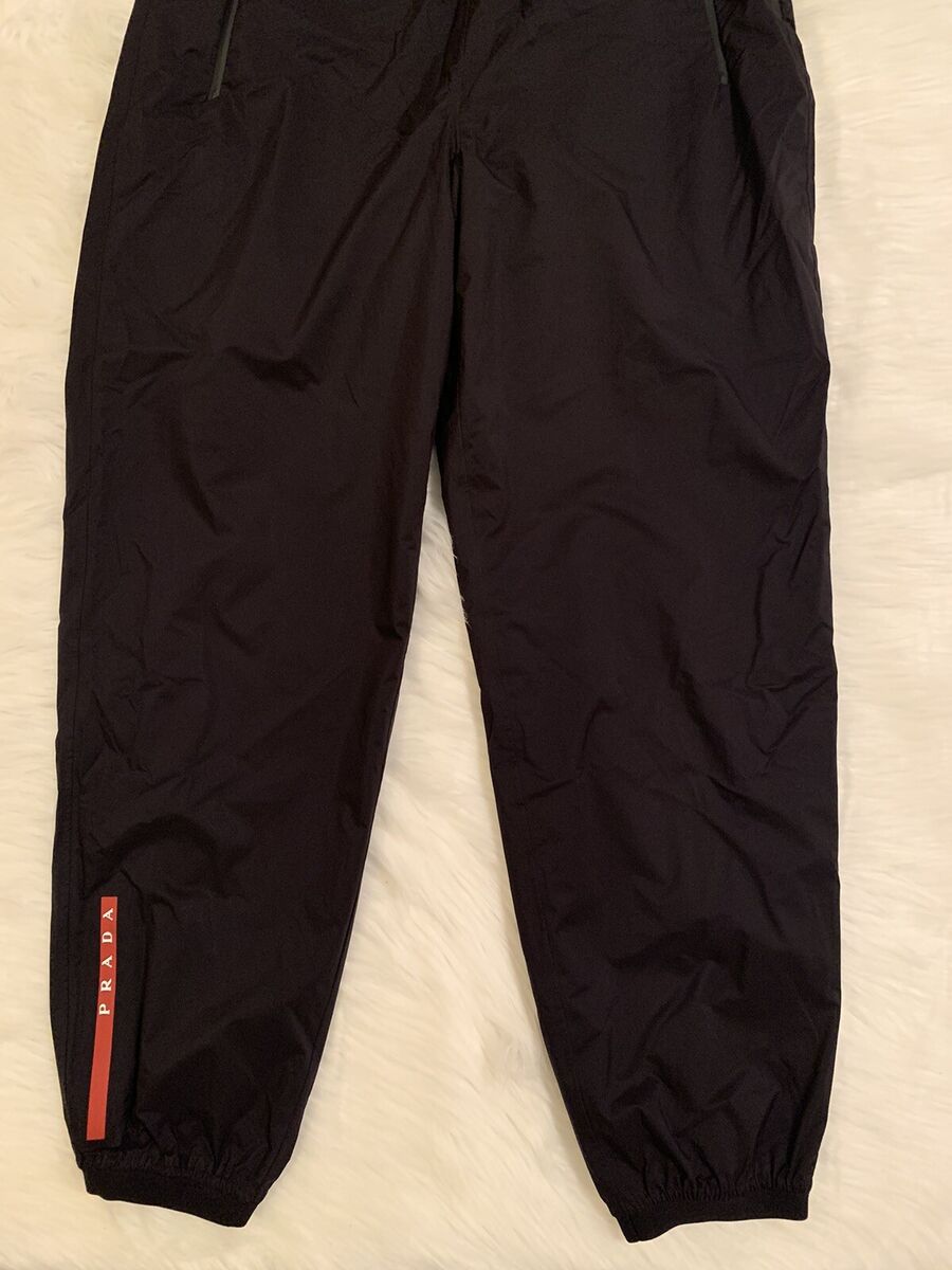 Prada Light Nylon Technical Pants Linea Rossa Black Red Tab Prada Light Nylon Technical Pants Linea Rossa Black Red Tab