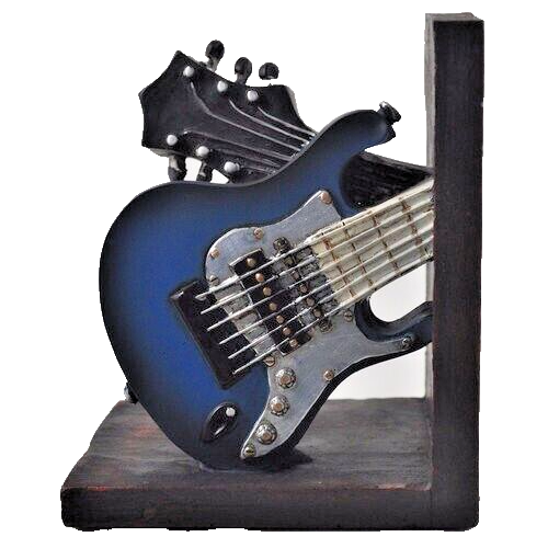 Pair of Electric Guitar Themed Book Ends | Blue & Red | Book Shelf Bookends - Picture 2 of 5