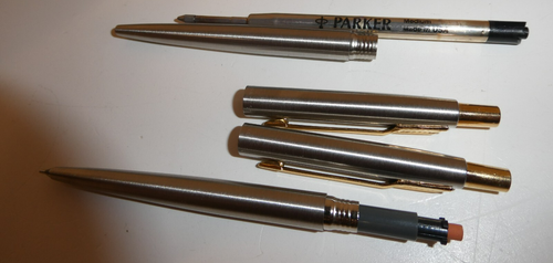 VTG Parker Classic Ballpoint Pen & Mechanical Pencil Set Stainless Gold Trim - Picture 7 of 10