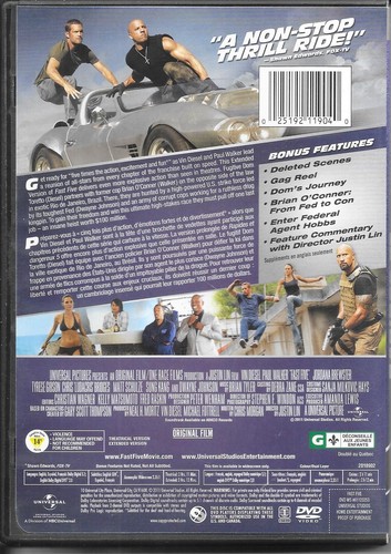 FAST FIVE-1 DVD SET-2011-ENGLISH/FRENCH-FREE SHIPPING IN CANADA - Picture 3 of 5