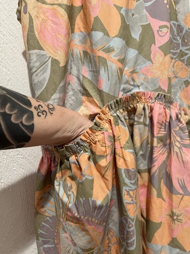 New NWOT Free People Deserted Island Mini Dress Size Large Floral 100% Cotton - Afbeelding 9 van 20