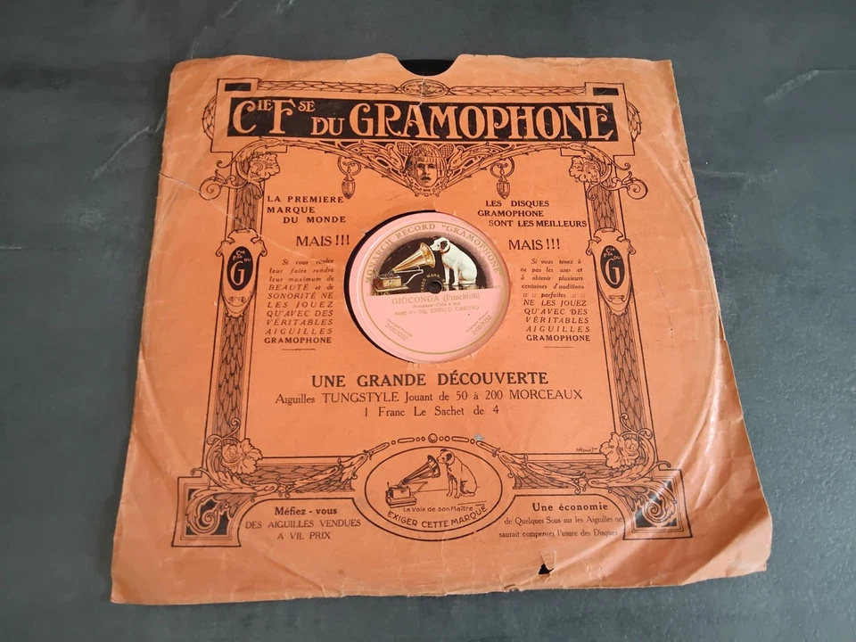 E. CARUSO-Lot 2 x 78 tours 12"- Gioconda, Arricorda- 1 Face GRAMOPHONE 2-052032 - Photo 4/4