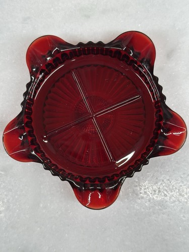 Vintage Ruby Red Glass Ashtray 4”  - Picture 9 of 9