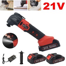 21V 6 Speeds Cordless Oscillating Multi Tool Cutting Polishing Tool W/2 Battery