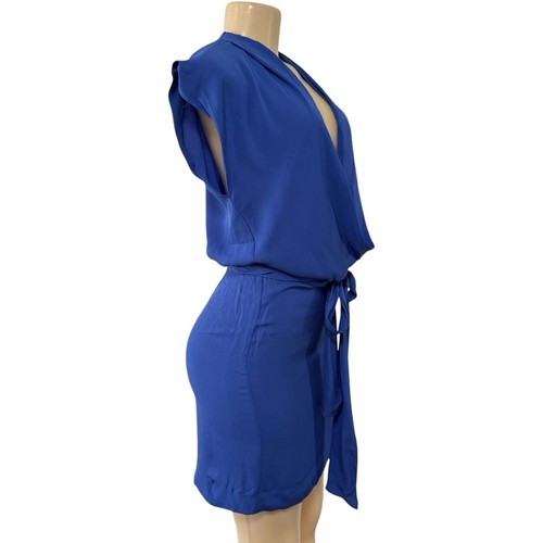 DVF Diane Von Furstenberg REARA Sleeveless Silk Mini Dress Olympic Blue Size 0 - Picture 8 of 16
