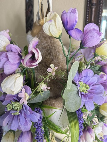 Wunderschönes Vintage Osterhase Blumen Mittelstück Handarbeit Unikat - Bild 15 von 22