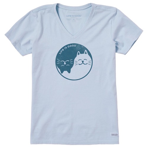 XL o 2XL NUEVO CON ETIQUETAS Para mujeres Life is Good Cat Yin Yang Azul SS Trituradora Vee - Imagen 2 de 3