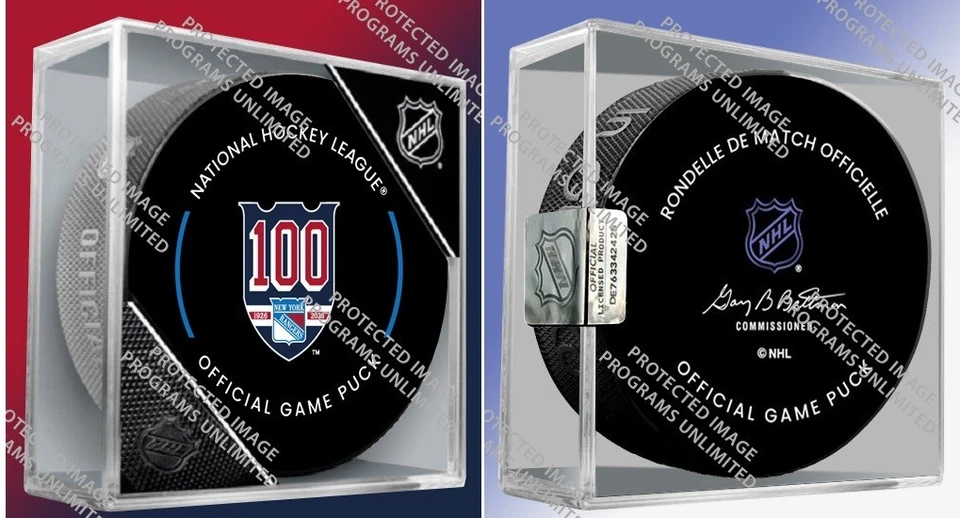 2025 2026 NEW YORK RANGERS N.Y. 100TH ANNIVERSARY GAME PUCK CUBED PATCH IN STORE - Image 2 of 4