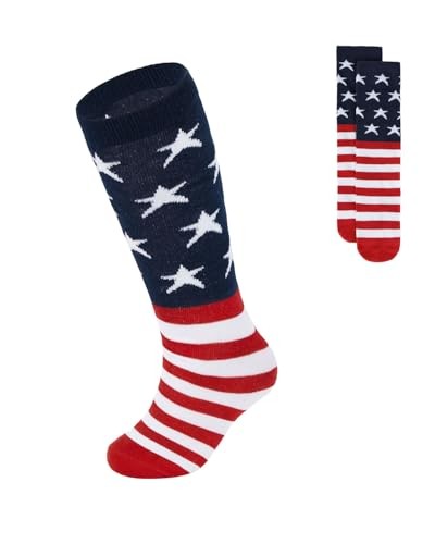Kids Toddler Youth Cotton Soccer Socks Knee High 6-9 Years 1pc American Flag - Picture 2 of 5