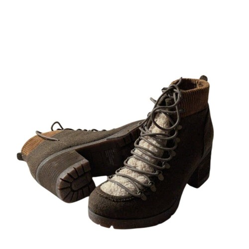 New Korks Women's Elin Rustic Brown Wool Blend Lace-up Bootie Boot Size 8.5 NWOB - Picture 3 of 9