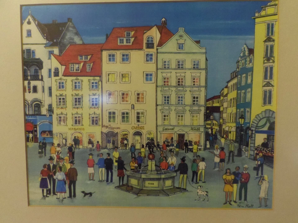 Petra Moll "Am Platzl", München geg. v. Hofbräuhaus Kunstdruck 1988 - Bild 3 von 4