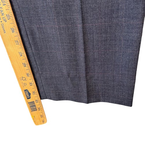 VTG 90s Ralph Lauren Chaps Men 42T Wool Gray Plaid Suit Pants 36x33 Canada Made - Picture 14 of 20
