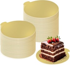 3.15 Inch 100 Pack Mini Round Golden Cake Boards 100 Pack, Silver 