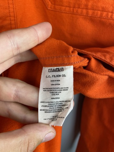 Filson CC Mens Cotton Orange Button Long Sleeve Flannel Shirt Size L - Picture 17 of 18
