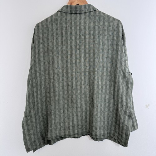 OSKA Linen Jacket Size 1 UK 10 Oversized Green Check Lightweight Lagenlook Arty - Picture 8 of 13