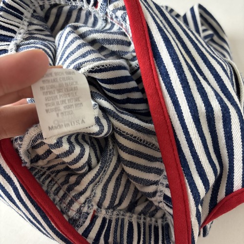 Pagliaccetto vintage OshKosh B’Gosh Vestbak blu bianco ferrovia a righe taglia 4T un pezzo - Foto 14 di 14