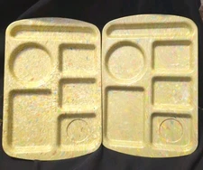 PROLON Ware Vintage Confetti Melamine Divided Plate Tray Set Of 2 Cafeteria 