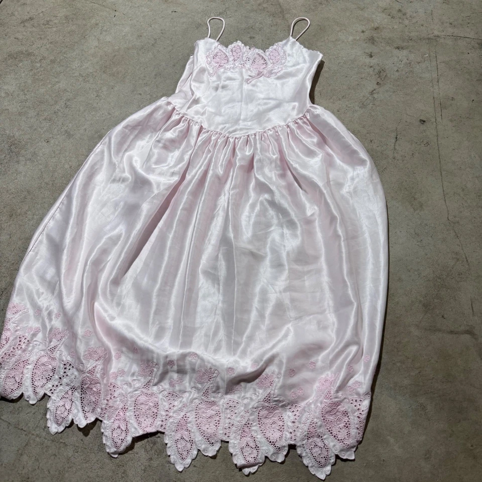 Vestido lencería vintage Victoria's Secret rosa claro con ribete de encaje talla P Foto 2 de 4