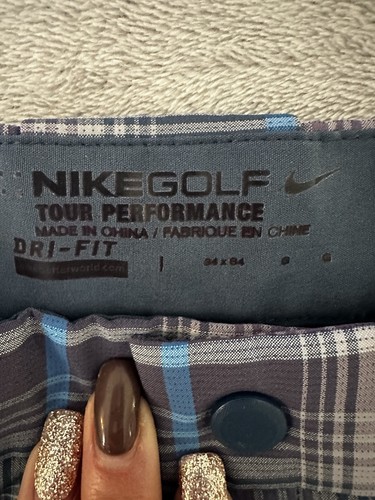 Nike Golfhose 34x34 lila blau kariert Dri-Fit Tour Performance - Bild 1 von 12