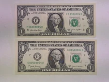 MATCHING PARTIAL SERIAL NUMBER $1 DOLLAR LAST 5 SERIAL NUMBERS 18300004 03400004