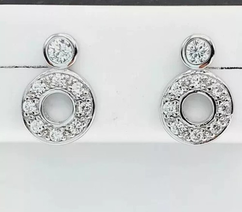 Hübsche Ohrhänger/Hängeohrhänger mit simuliertem Diamanten im Rundschliff in 14 Karat Weißgold vergoldet - Bild 3 von 6