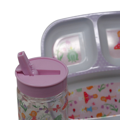 Kids Fairy Dinner Set - Divided Plate Cup and Metal Cutlery Set - Picture 2 of 3