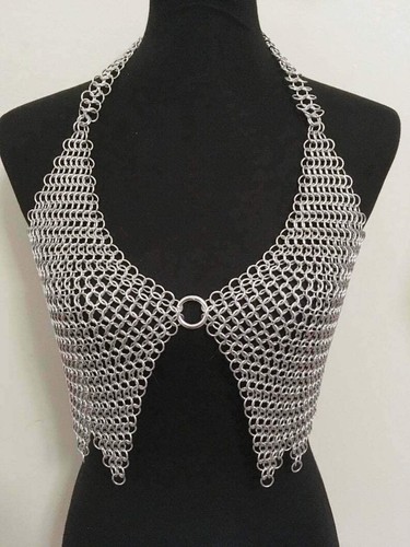 Mittelalter Kettenhemd Bikini Oberteil Aluminium Rüstung LARP Kostüm für Damen Cosplay " - Bild 1 von 4
