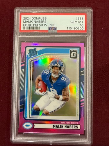 Malik Nabers 2024 Donruss Optic Preview Pink Prizm Rookie Card RC PSA 10 Gem Mt