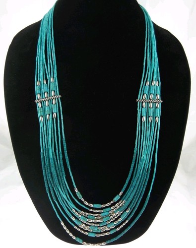 32-36" Chico's Faux-Turquoise Beaded Multistrand Necklace - Picture 1 of 5