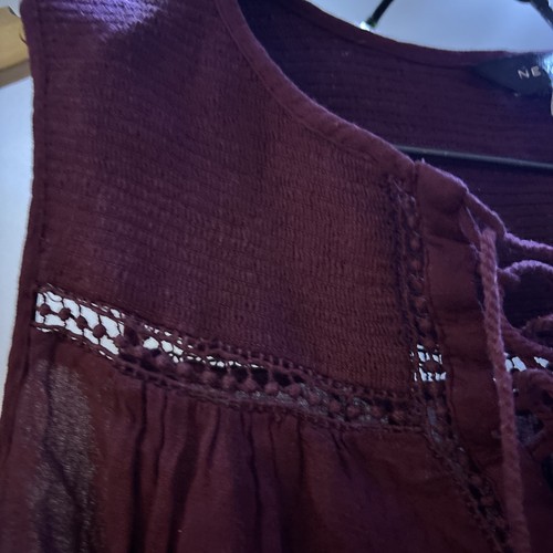 New Look 100% Viscose Burgundy Floaty Woman’s Top Size 12 Uk - Picture 3 of 11