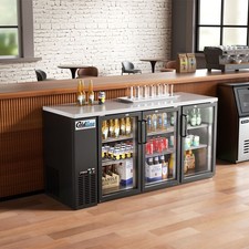 72" Back Bar Cooler, Black body + 3 Swing Glass doors