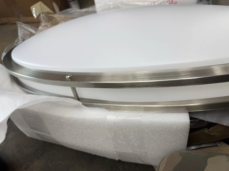 ASD LED 32 Inch Oval Flush Mount Ceiling Light Fixture Dimmable LFMOV - Nickel - Image 2 of 3