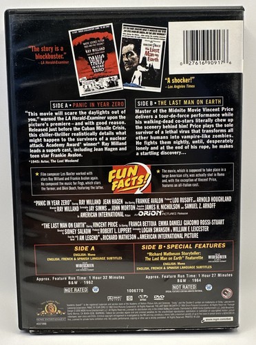 Panic in Year Zero 1962/Last Man on Earth 1964 (DVD, 2005) MGM MIDNITE MOVIES - Picture 2 of 2