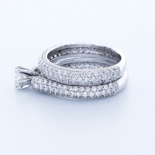 3,02 KTW LABOR DIAMANTEN G/VS1 RUNDSCHLIFF 14K GOLD KRAPPE MILGRAIN SEITENSTEIN RING SET - Bild 3 von 3
