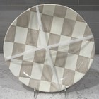 Set 4 Checkered Brown Tan Melamine 9” Lunch Plates Shiny Finish Salad Plate NEW