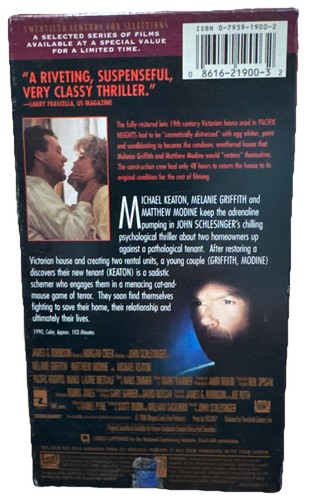 Pacific Heights VHS Movie 1995 Michael Keaton Melanie Griffith Matthew Modine - Picture 2 of 2