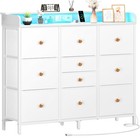 YOOBURE DRESSER FOR BEDROOM WITH CHARGING STATION AND LED LIGHTS - WHITE