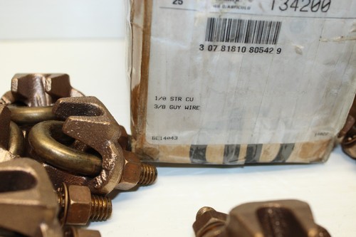 ⭐NEW BOX of 25⭐ Burndy BC25 134200 Copper Cable Clip for Guy Wire, 1/0-3/8 Str - Picture 4 of 12