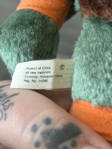 Vintage 1989 Teenage Mutant Ninja Turtles Playmates Plush Soft Toy Michelangelo - Picture 13 of 14